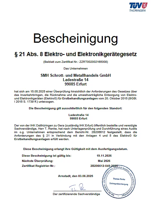 Bescheinigung EBA